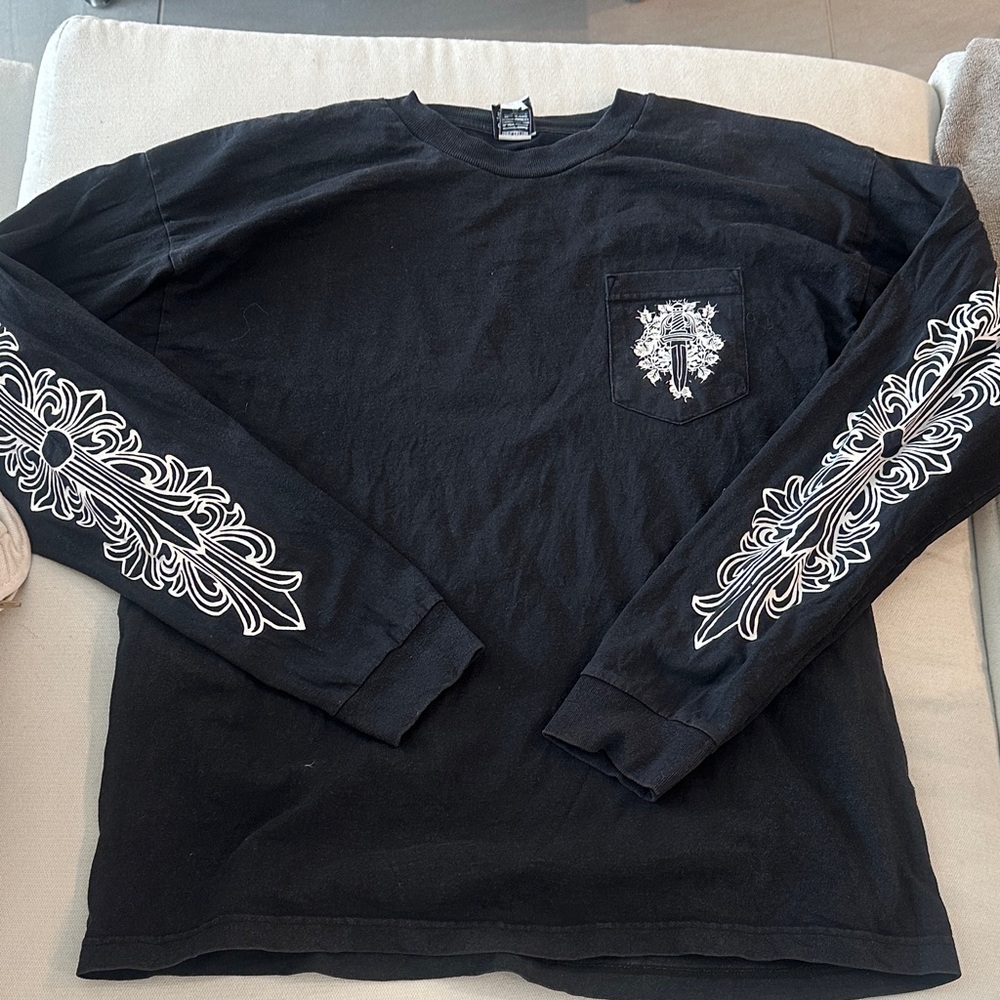 Chrome Hearts Black Long Sleeve with White Graphics